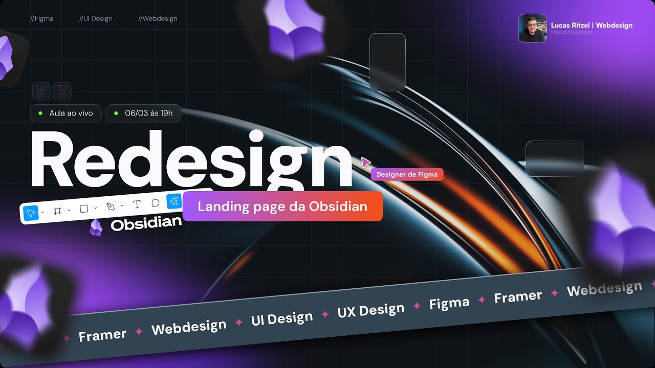 🔥AULA AO VIVO🔥| TUTORIAL: Redesign Landing Page da Obsidian no Figma usando AUTO-LAYOUT | AULA #15
