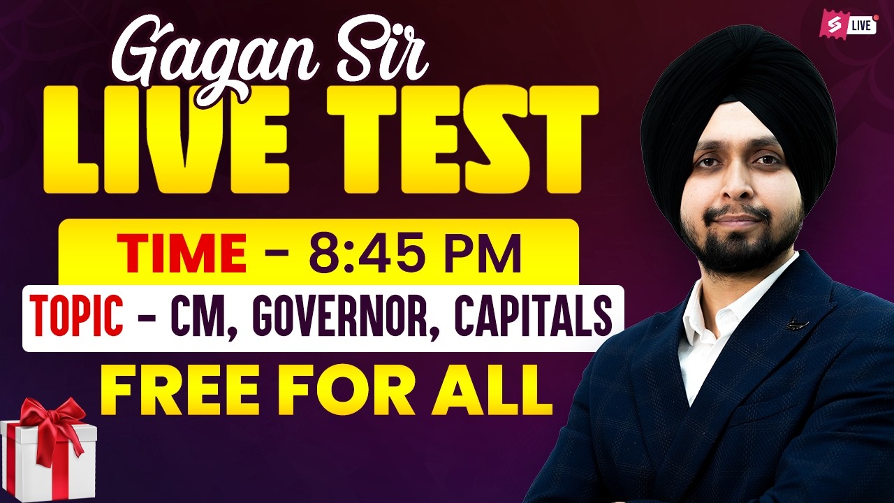 Gagan Sir Live Test | Static GK Important  CM, Governor, Capitals | Free For All