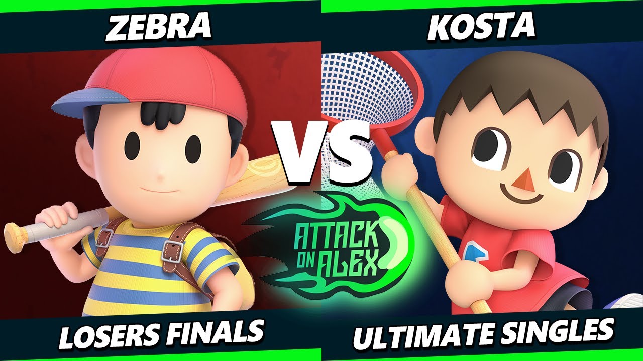 Attack on Alex 32 LOSERS FINALS - Kosta (Villager) Vs. Zebra (Ness) Smash Ultimate - SSBU
