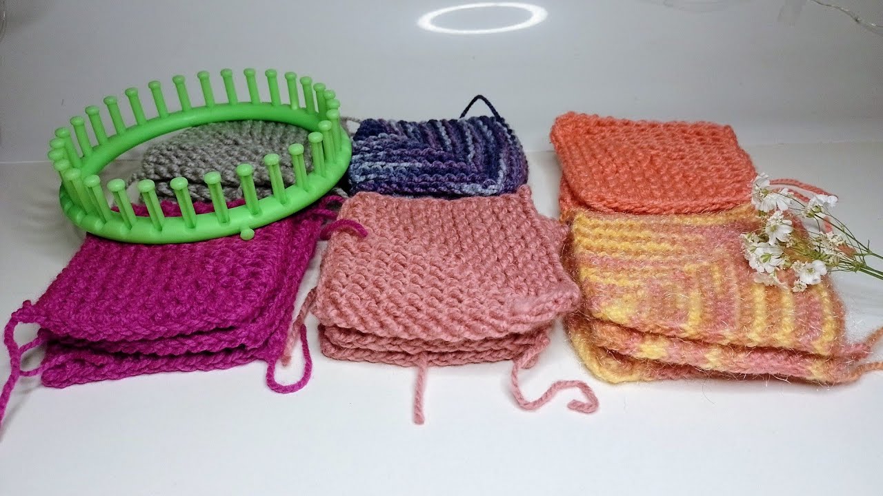 Como tejer cuadrados en telar ✨🌼🧶💕 para suéteres, mantas, etc