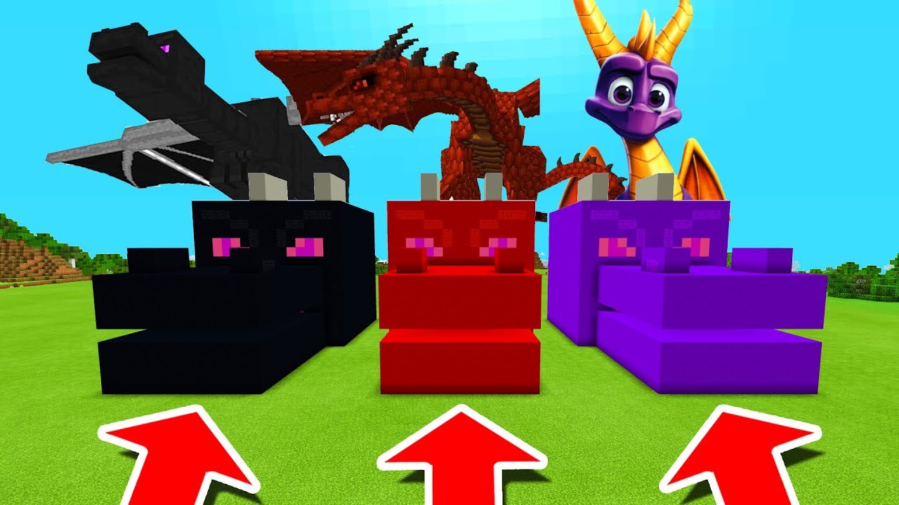 Minecraft PE : DO NOT CHOOSE THE WRONG DRAGON HEAD! (Ender Dragon, Dragon & Spyro)