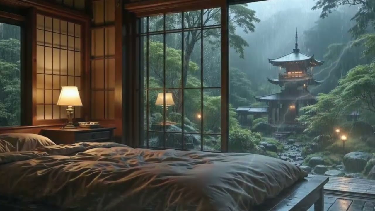 Rainstorm in a Cozy Cabin 🌲 Best Rain Sounds for Deep Sleep (No Ads)