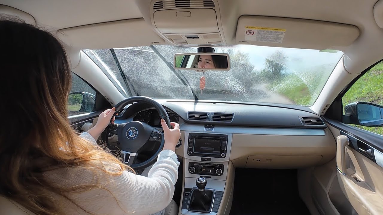 Woman driving off road 🌳☀️ reversing in countryside | Woman driving manual car ASMR no music