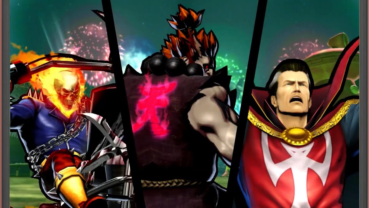 Полное прохождение аркадной версии Marvel vs Capcom 3: Акума, Призрачный всадник и Доктор Стрэндж.