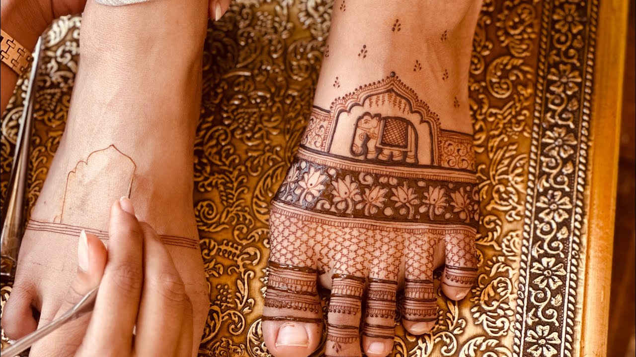 Beautiful semi bridal leg mehndi | full bridal leg Mehndi design #legmehndi #tranding #surat #henna 