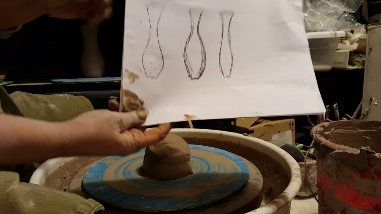 Using a Throwing Stick to Make / Throw a Vase on the Wheel and Trimming Right-side Up