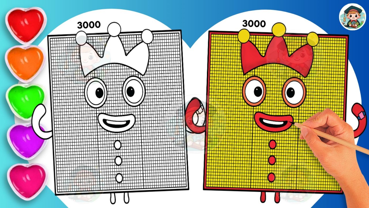 How To Draw Numberblock 3000 Coloring🌈 - Learn to draw Numberblock 3000 Coloring for kids