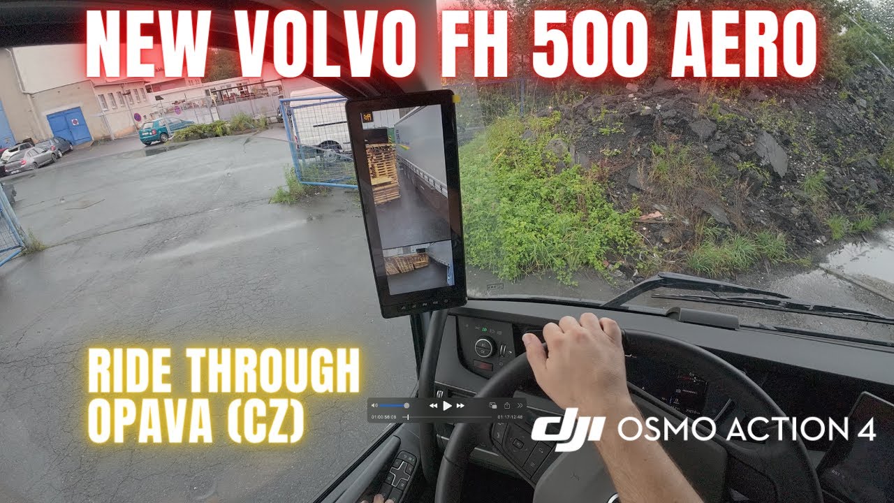 POV Truck Driving VOLVO FH AERO a tight spot at the unloading in Opava