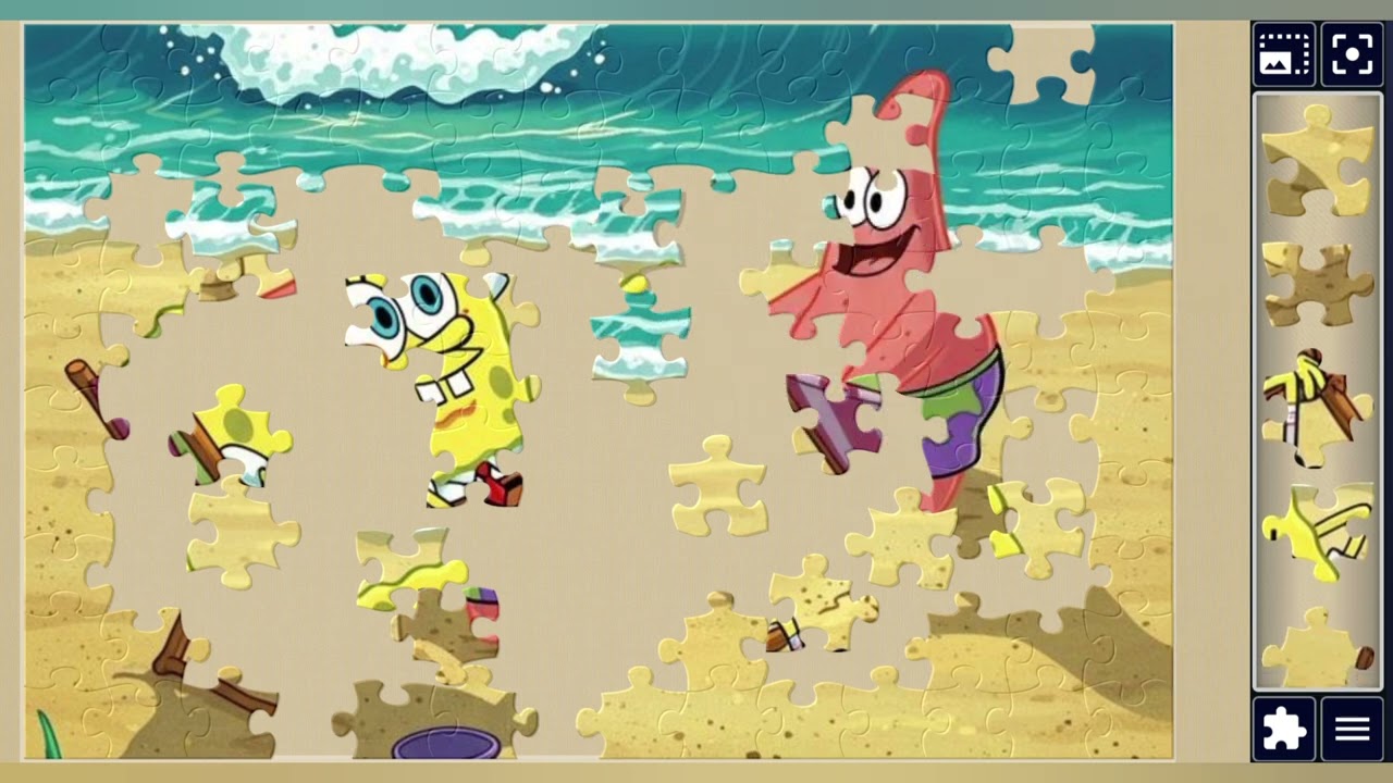 Beach Day Bliss with SpongeBob Patrick🧽🫧👻🌊✨️🪄//jigsaw puzzles🧩//jigsaw puzzles journey//puzzlesArt//