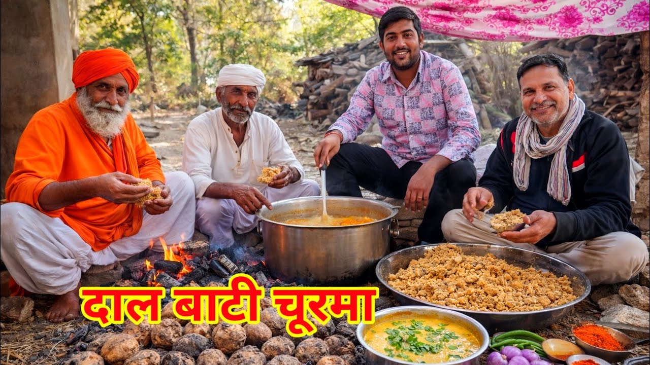 संत स्वागत मे बना राजस्थान का प्रसिद्ध व्यंजन दाल बाटी चूरमा @Rjctreval2024 