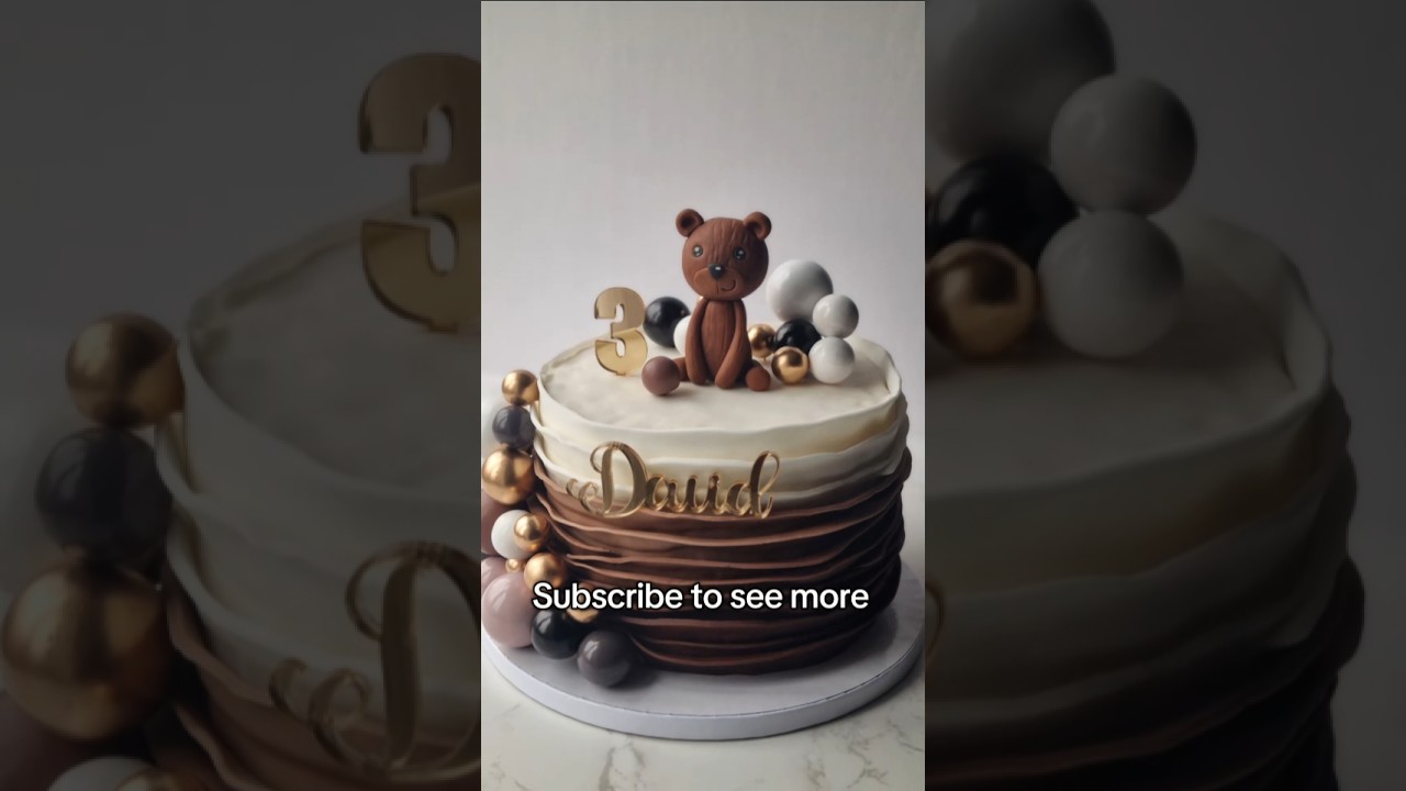 Teddy bear cake #cakeideas #teddybearcake #cake #teddybeartopper #boyscake #kidscake