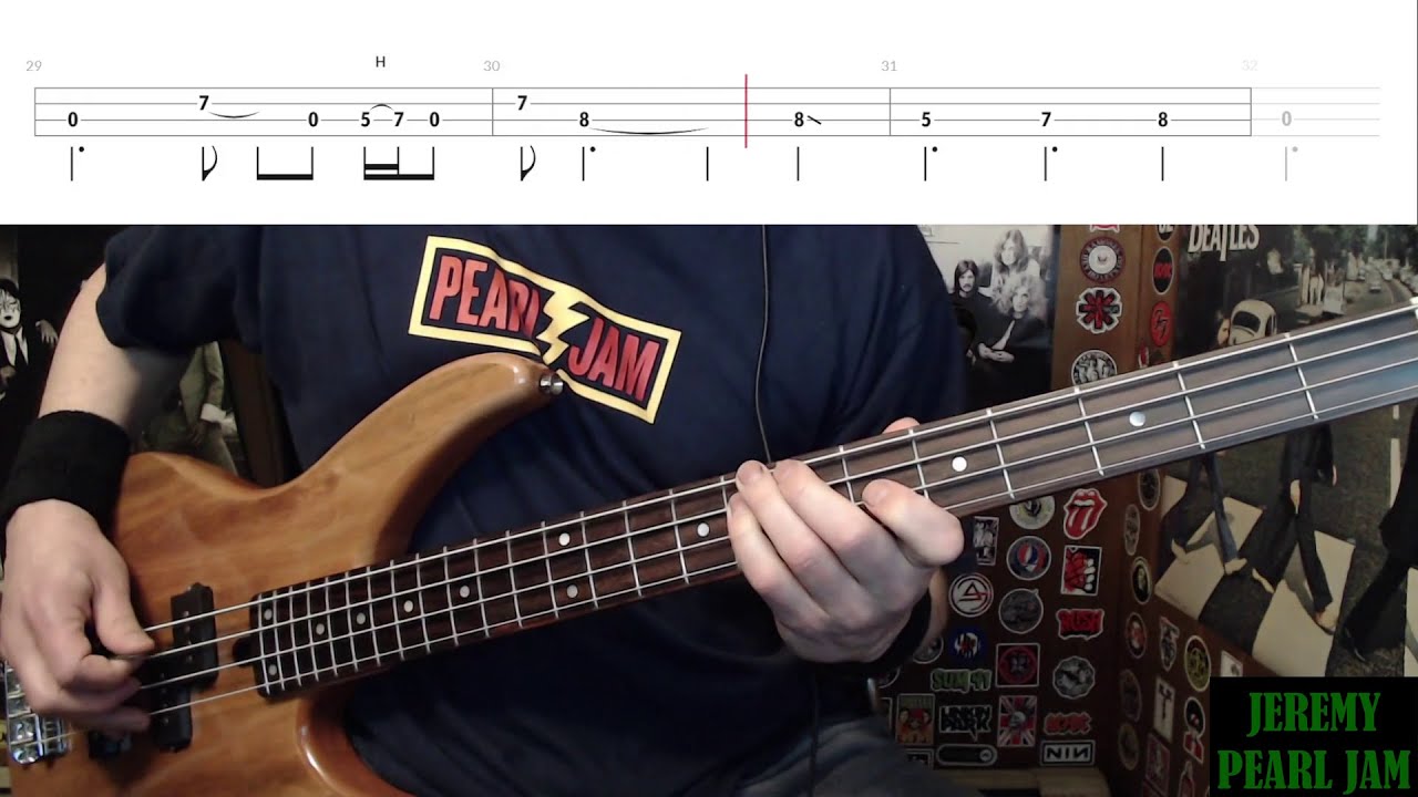 Jeremy by Pearl Jam - Bass Cover with Tabs Play-Along