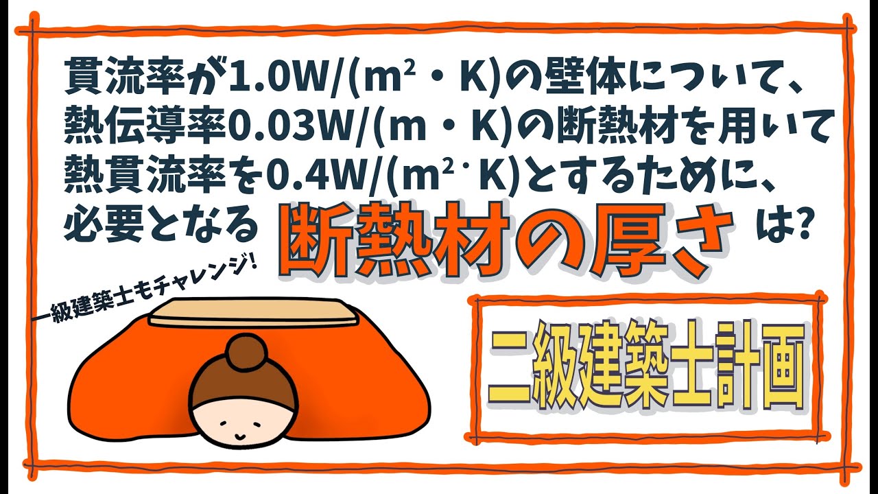 建築士試験【計画055】二級建築士の熱貫流率系の計算問題（vol.0246）