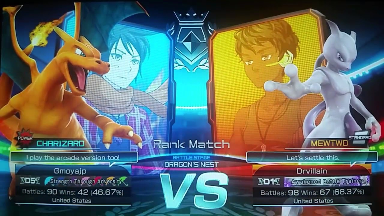 Pokken Tournament DX: (Japanese voices)Gmoyajp Charizard vs Mewtwo Online player.