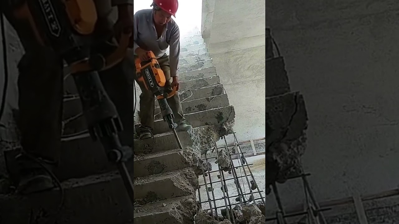 Dismantling concrete staircase with useful tool