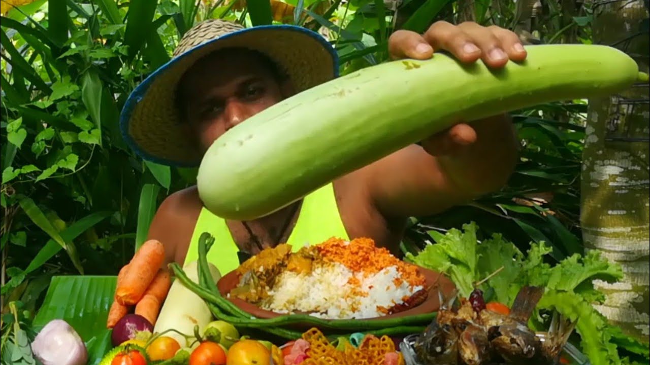 Raw bottle guard with white rice, Fried fish and raw vegetable collection/ Food Eating Show [ASMR]…
