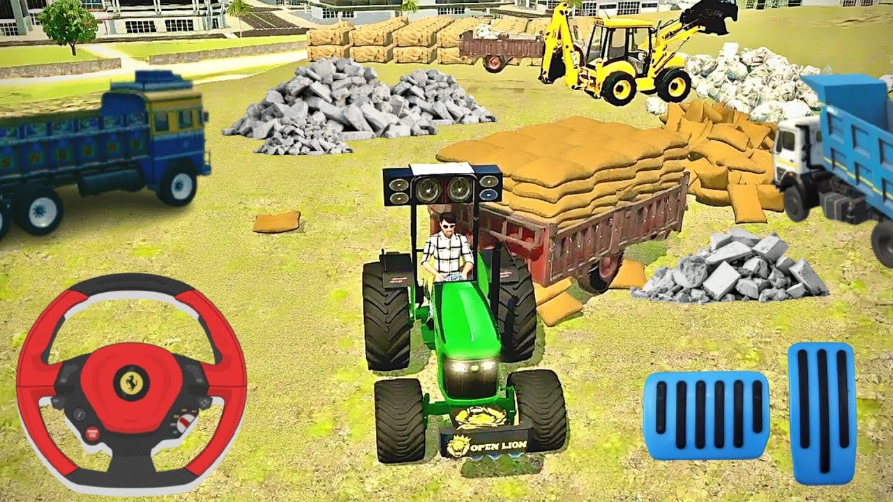 🥵Drive JCB And Unloading Stone From Dumper Truck In Game🏗💥#dumper #tractor #jcb #truck#gaming #4x4