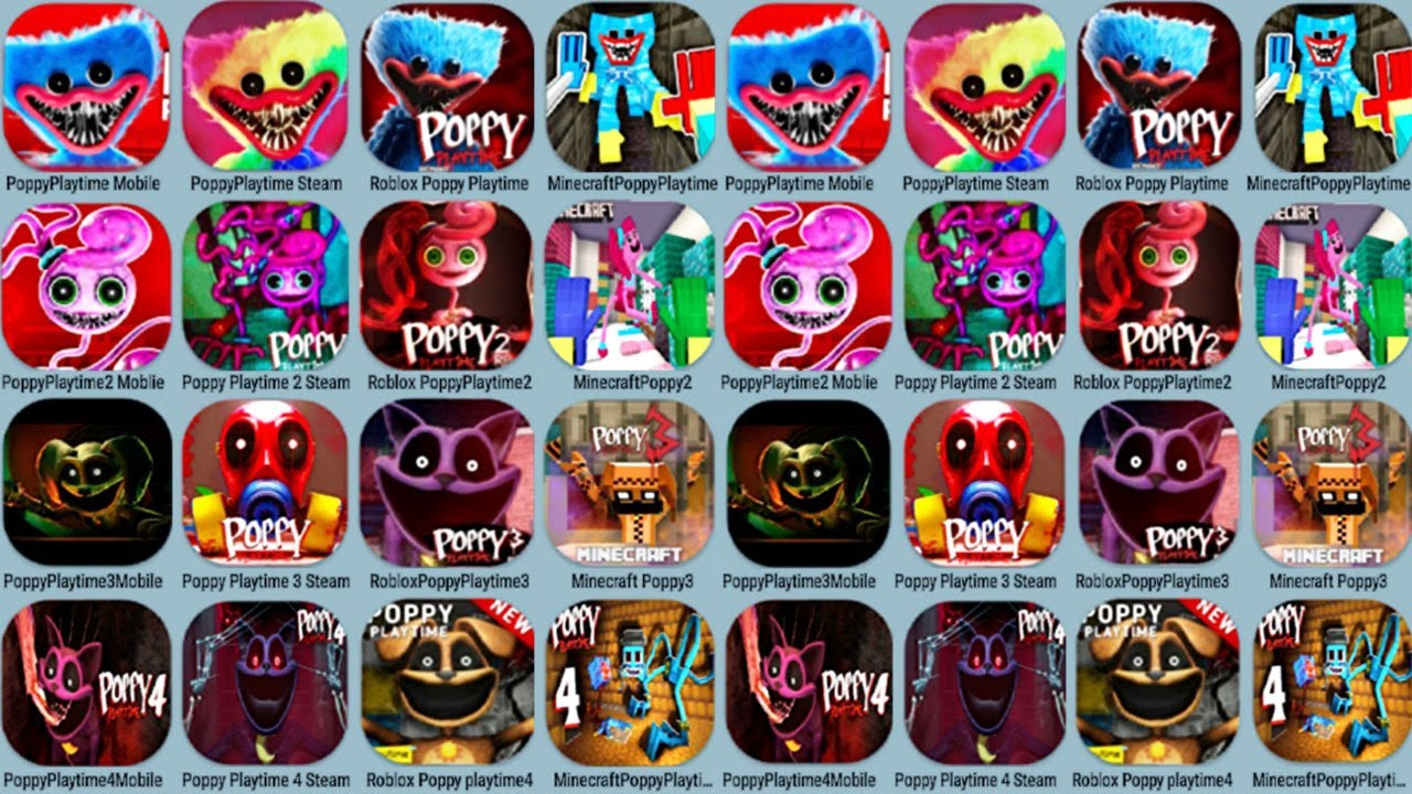 Poppy Playtime Chapter 1+2+3+4 Mobile Vs Roblox Vs Minecraft Vs Steam Link - Compare final boss