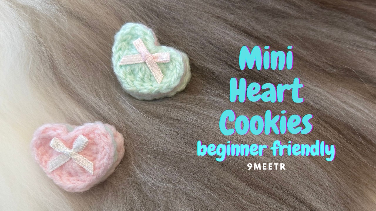 Crochet cute mini heart cookies |valentine's day | keychain| tutorial| beginner friendly