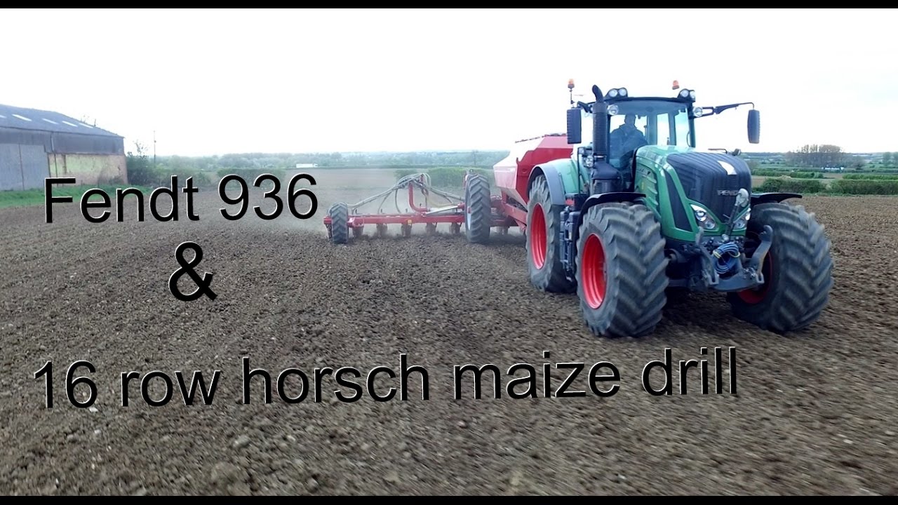 Fendt 936 and 16 row Horsch maize drill