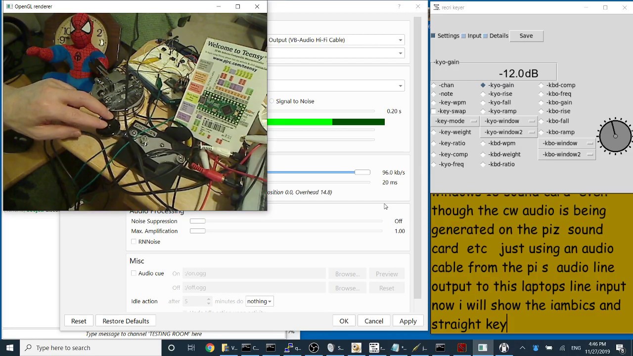 The AD5DZ software CW KEYBOARD and CW KEYER on a WINDOWS 10 laptop