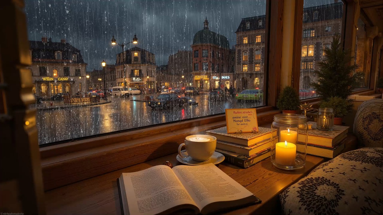 Parisian Street on Rainy Night  Tranquil Jazz Melodies & Coffee Ambience for Deep Relaxation