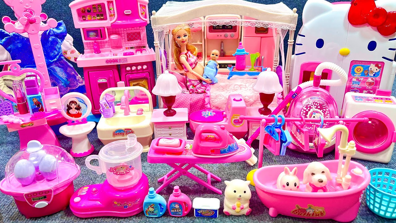 14 Minutes Satisfying with Unboxing Pink Princess House & Swing Slide Playset ASMR | Review Toys