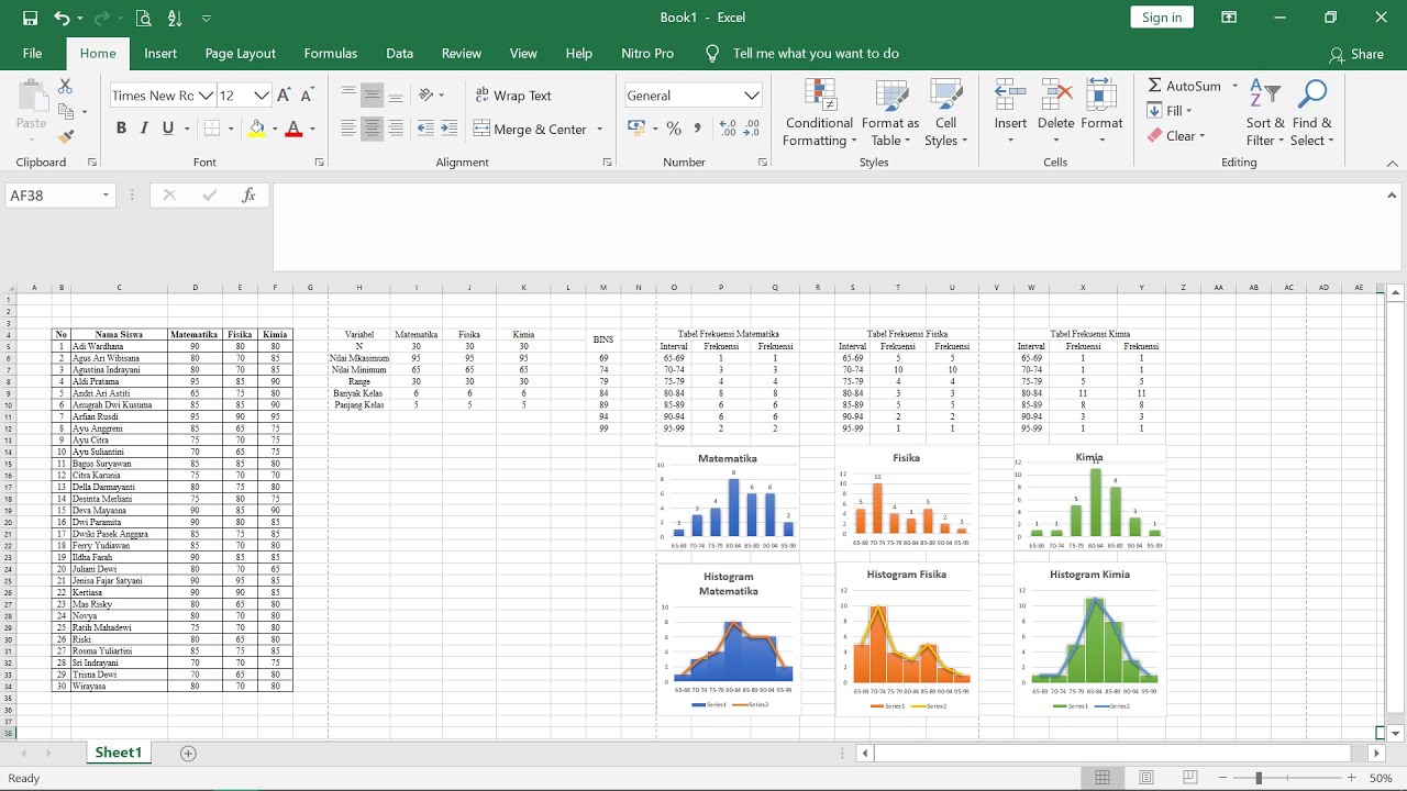 MEMBUAT TABEL FREKUENSI , DIAGRAM BATANG, DAN HISTOGRAM