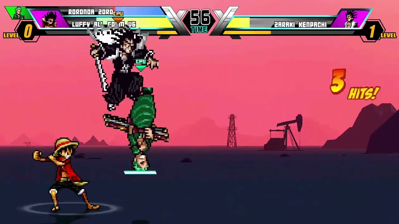Luffy all forms and Zoro by InSeph vs Kenpachi