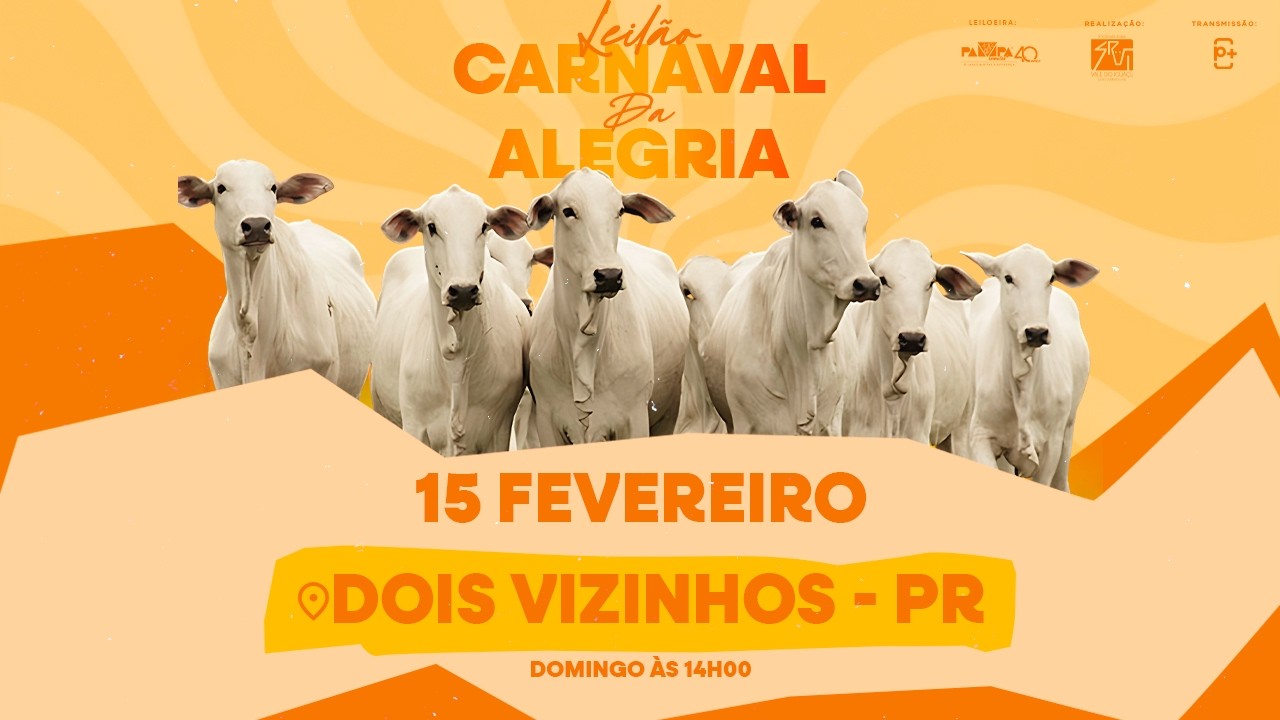 Leilão Carnaval da Alegria, DOIS VIZINHOS/PR - 15/02/2026 14:00h