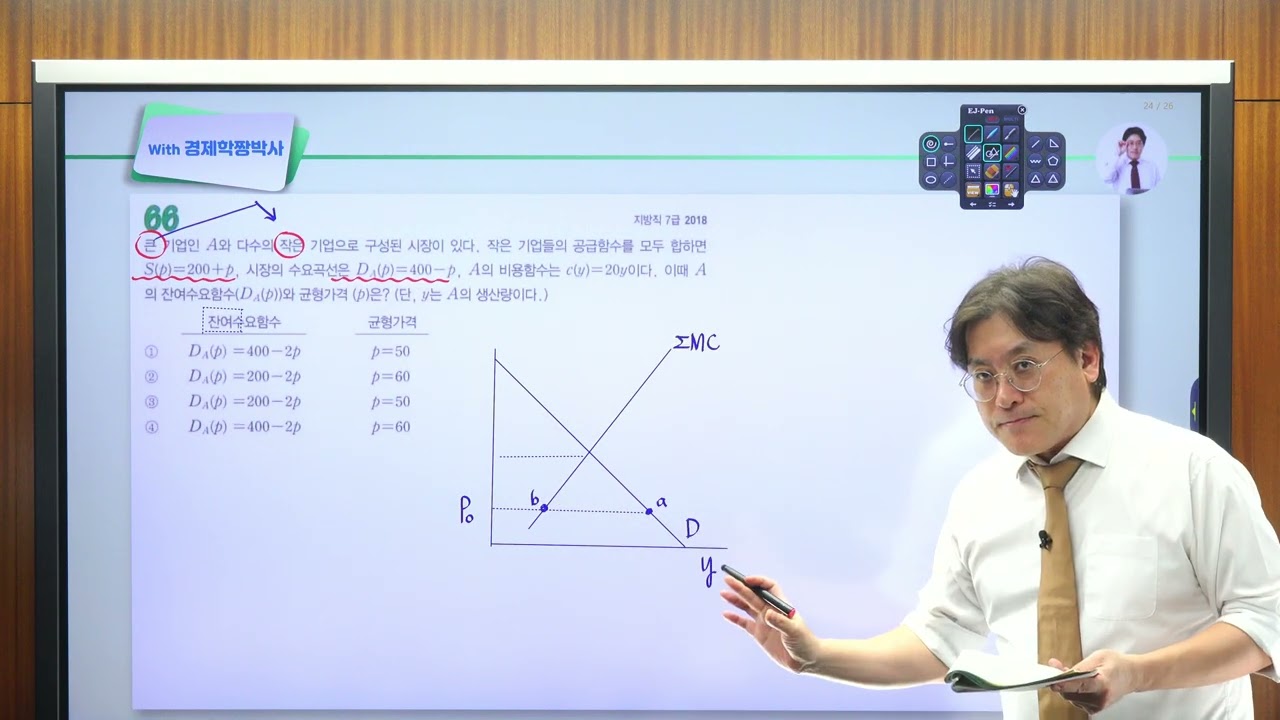 [객관식 경제학연습 미시문풀 289] (기출핵심) 제15장 과점시장 66번 - 잔여수요곡선과 암묵적 담합 계산 [중요도] ★  [난이도] ★★★