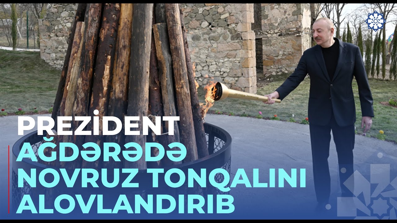 Prezident İlham Əliyev və birinci xanım  Həsənriz kəndində Novruz tonqalını alovlandırıblar