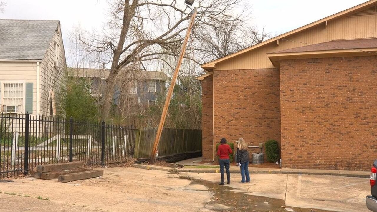 Ignored leaning light pole feared a danger to apartment residents