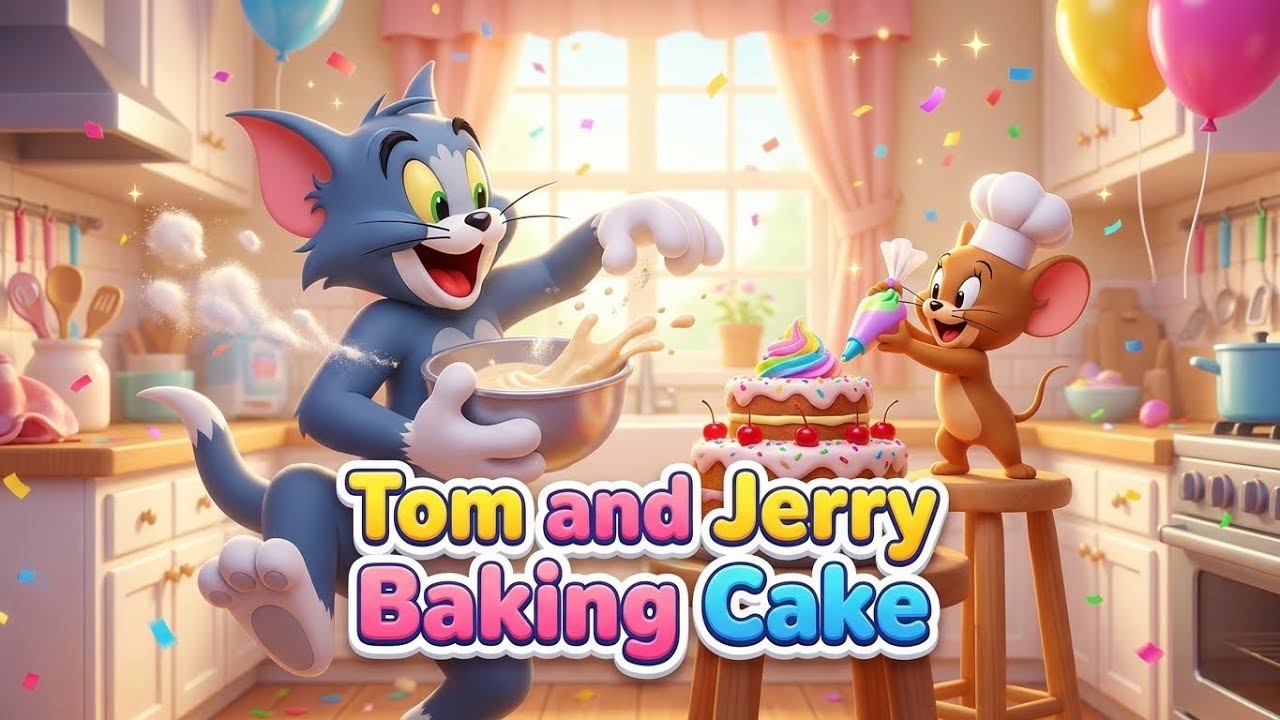 Tom and Jerry Baking a Cake 🎂 | Funny Kids Song | Cartoon Rhyme #abc #kids #nurseryrhymes #shorts