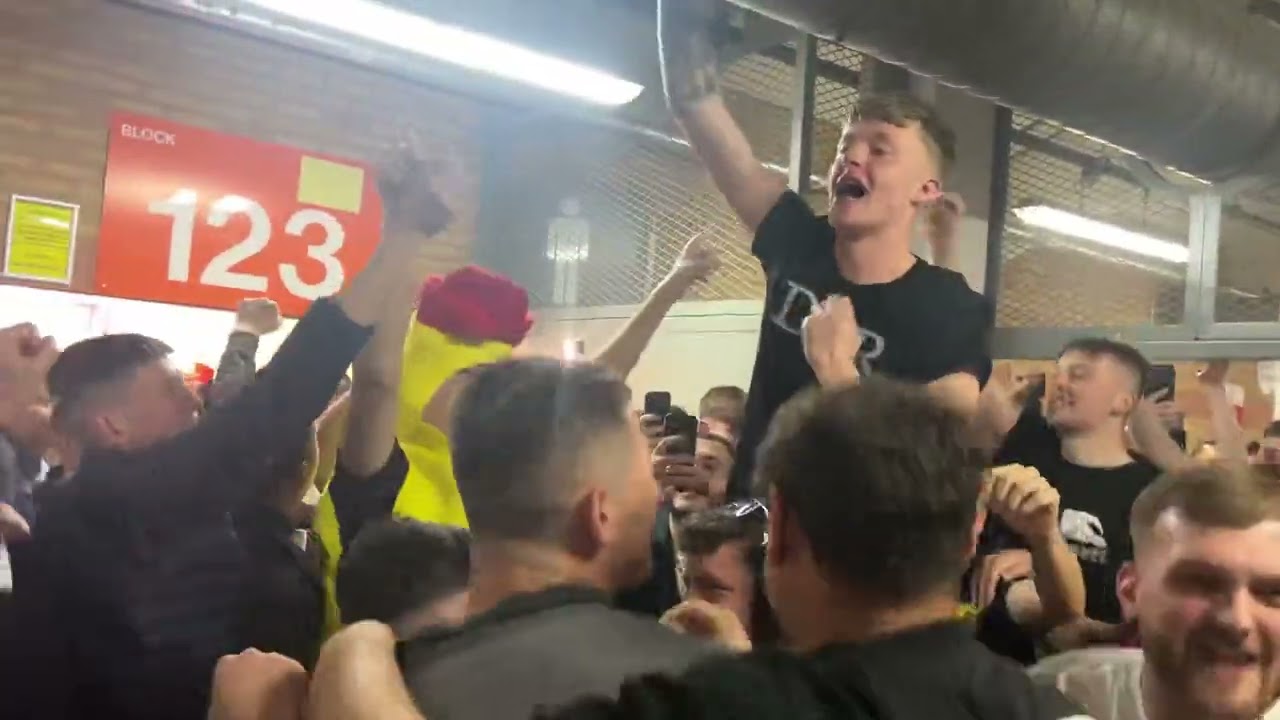 Aston Villa Fans sing Nigel spink song against Liverpool in the concourse