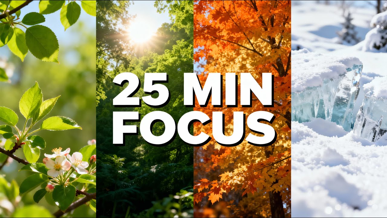 25/5 Pomodoro Timer: A Journey Through a 4 Seasons Forest for Deep Work & Study