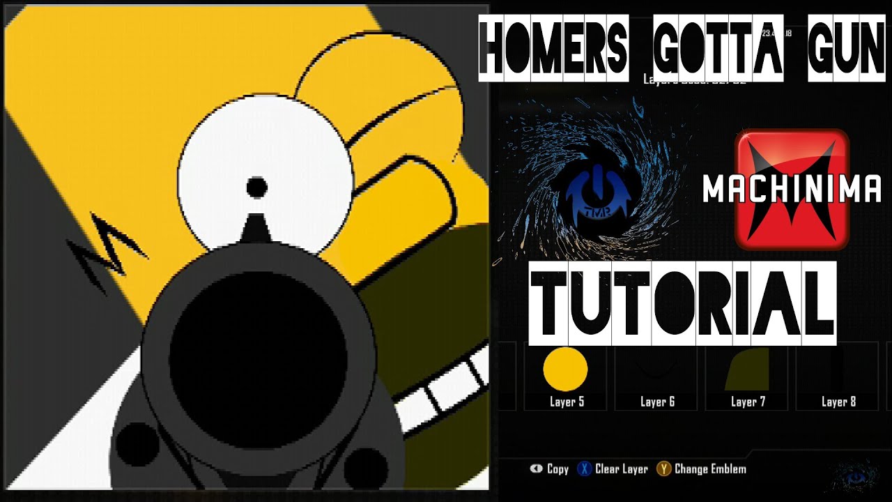 Black Ops 2 - Homers Gotta GUN Homer Emblem Tutorial ( The Simpsons ) Playercard Call of Duty II