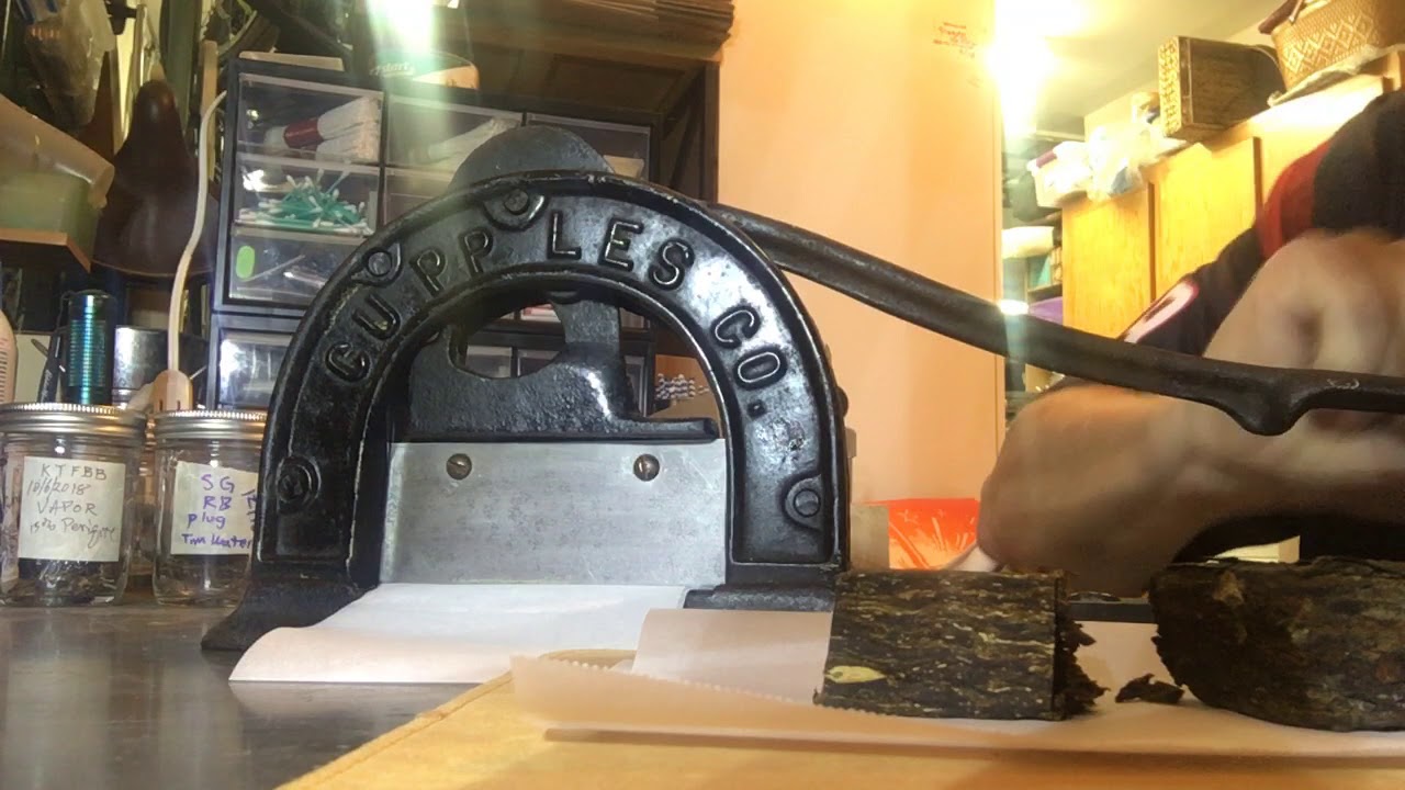 Tobacco Cutter in Action