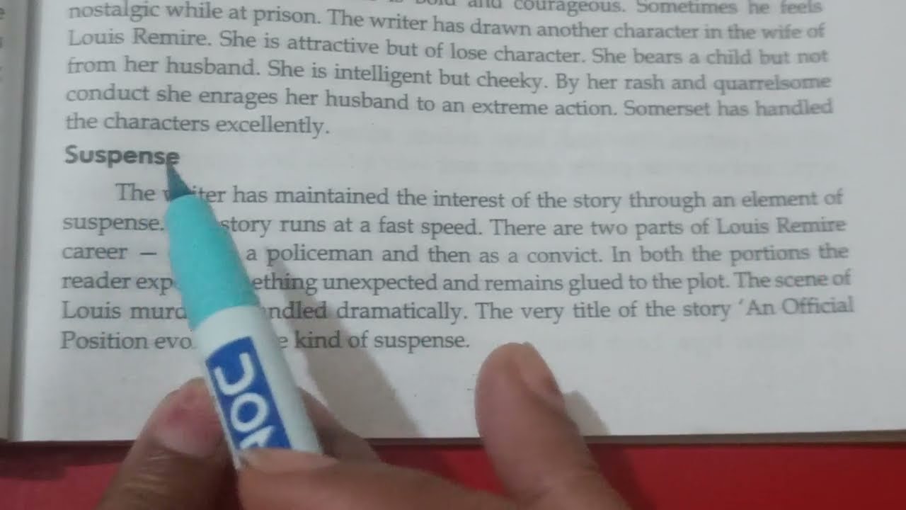 Elements of Suspense and Irony in An Official Position short story / B.A.I Year Private English 