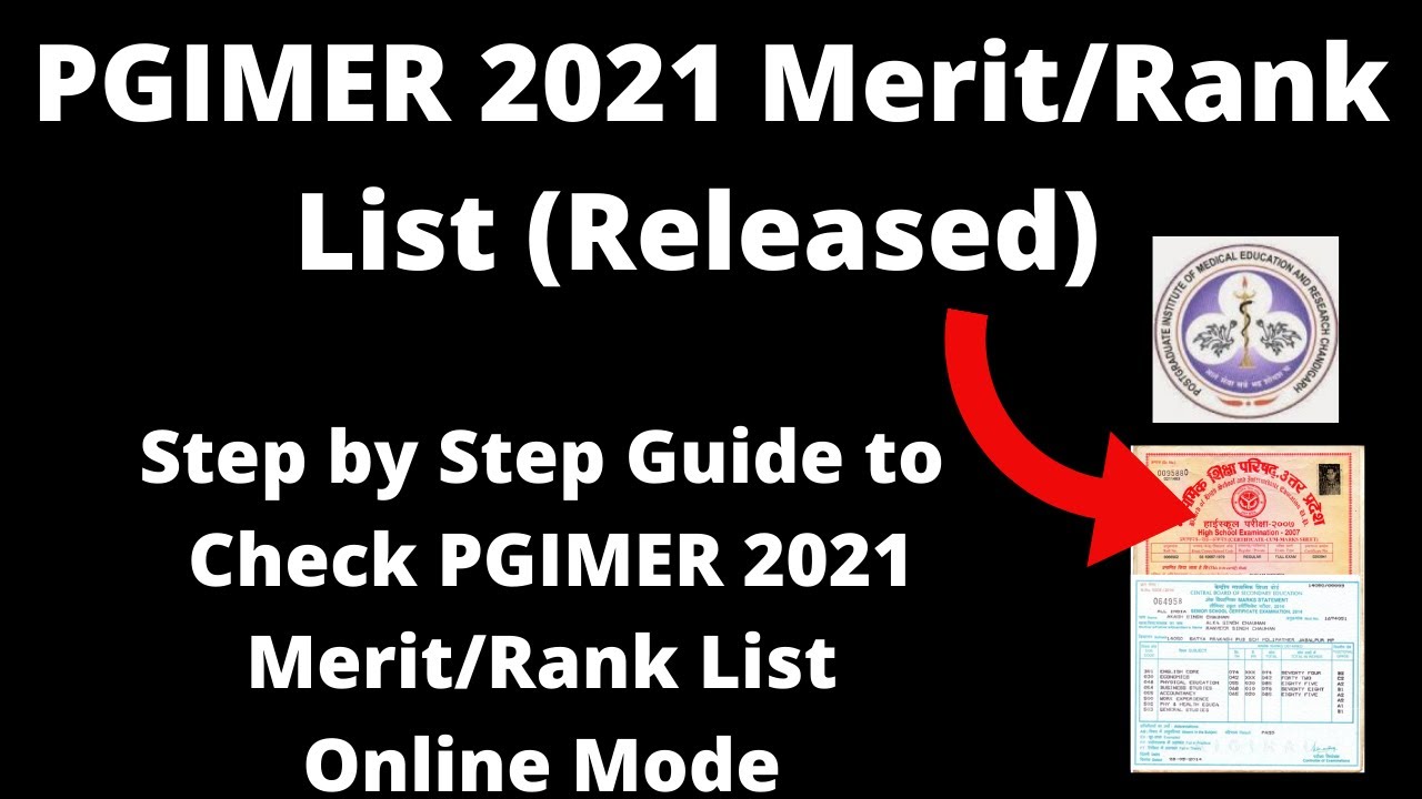 PGIMER 2021 Merit/Rank List (Released) - How to Check PGIMER 2021 Merit/Rank List for DM/MCh Course