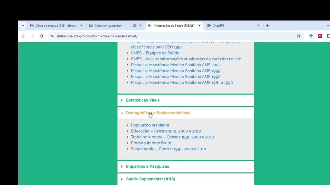 Como buscar dados no DATASUS parte 1.