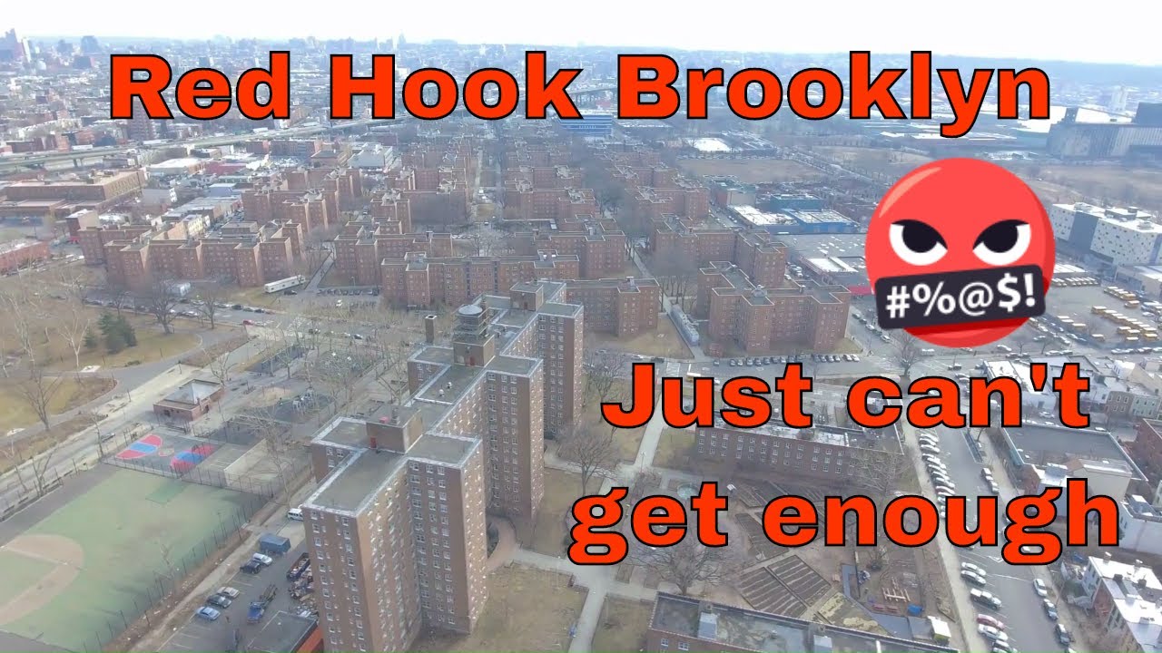 Drone view of Red Hook Brooklyn New York