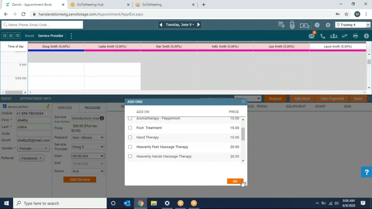 Zenoti: Booking a New Client