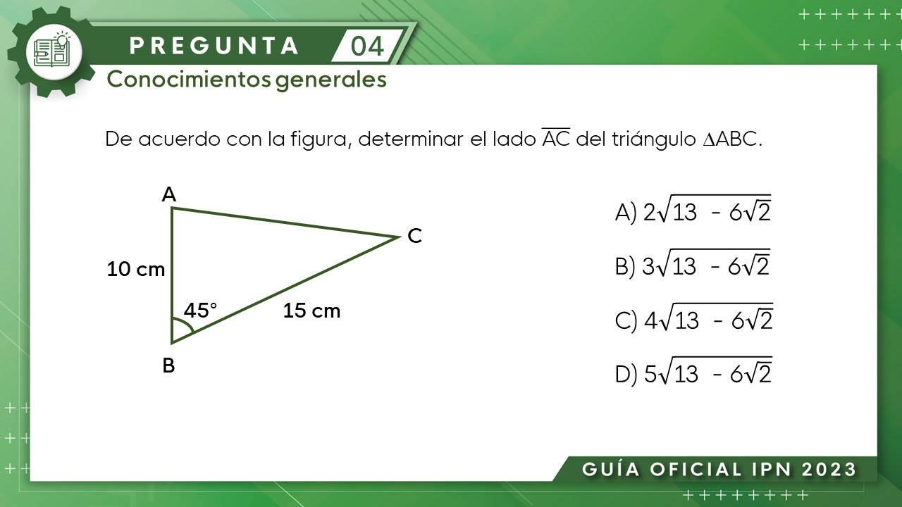 Guía IPN 2023 | Trigonometría Pregunta No. 04 | Conocimientos generales