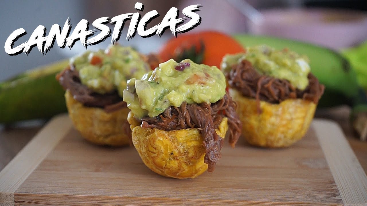 CANASTICAS de Plátano con carne desmechada y GUACAMOLE | El Opita Cocinero