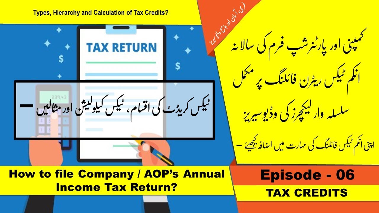 How to file Company / AOP ’s Annual Income Tax Return | Episode 6 | Tax Credits