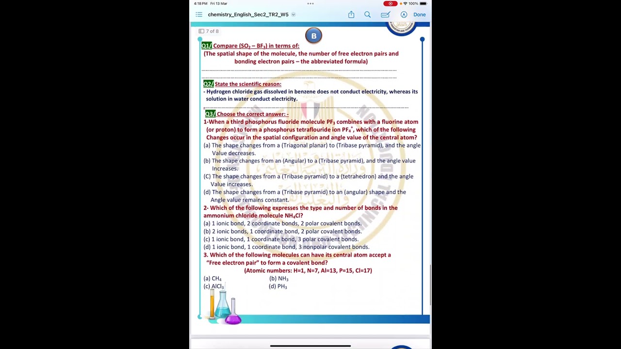 Weekly assessment week 4 chemistry sec2 second term 2026 by Mrs Randa Hagag 