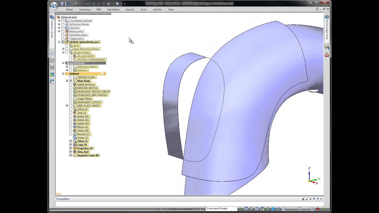 Surface modeling in Solid Edge