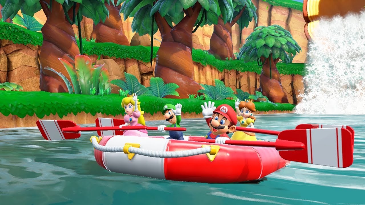 Super Mario Party - River Survival - Mario vs Peach vs Daisy vs Luigi