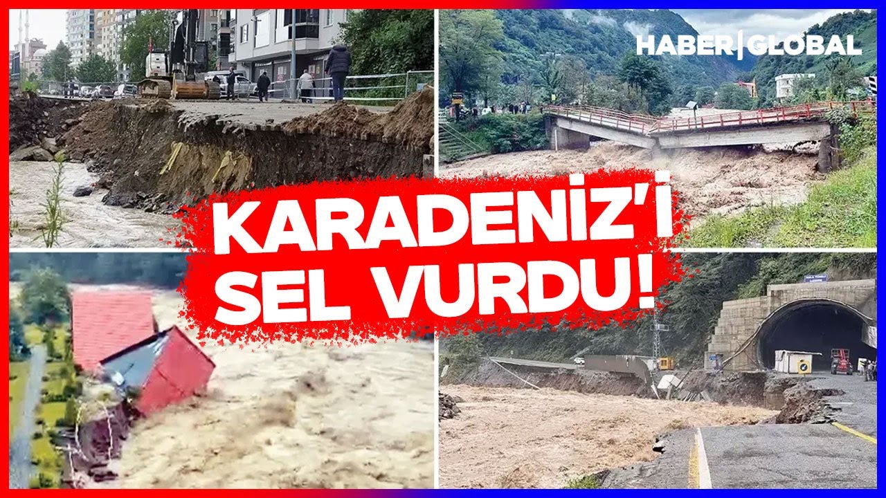 Karadeniz'i Sel Vurdu! Rize'de Sağanak Bir Anda Bastırdı Her Yer Göle Döndü!